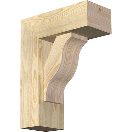 Ekena Millwork Funston Block Rough Sawn Bracket w/ Offset Brace, Douglas Fir, 6"W x 14"D x 18"H BKT0604X14X18FST05RDF